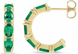 Allurez Oval Emerald Hoop Earrings 14K Yellow Gold (2.58ct)