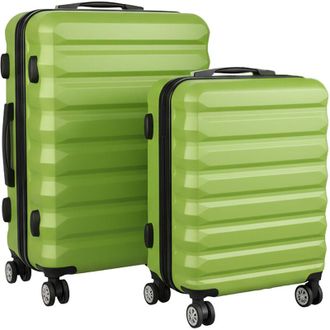 Relaxdays Relaxdays luggage set, 2 pieces, 2 sizes, hard-shell, 4 wheels, telescopic handle, combination lock, light green