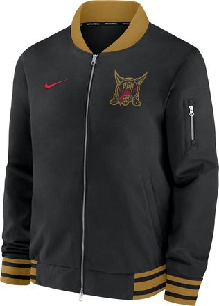 Nike Pittsburgh Pirates Authentic Collection City Connect Nike Mens MLB Full-Zip Bomber Jacket in Black | 02F303M8PTB-TRY