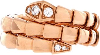 Bulgari Serpenti Viper Two-Coil Ring 18K Rose Gold with Diamond