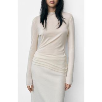 Mango Long Sleeve T-Shirt in Ecru at Nordstrom, Size Medium