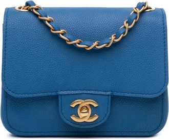 Chanel Borsa a spalla Classic Pure Flap mini in pelle Caviar 2017-2018 - Blu