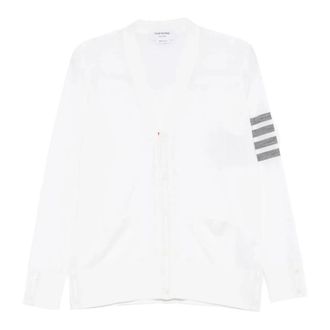 Thom Browne Classic V-Neck Cardigan - female - Thom Browne - Cardigans - White - L - Knitwear