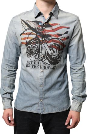 John Galliano Printed Cotton Long Sleeves Mens Shirt