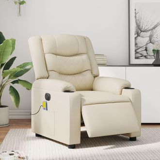 vidaXL Vidaxl - Sill&oacute;n De Masaje Reclinable El&eacute;ctrico Cuero Sint&eacute;tico Crema