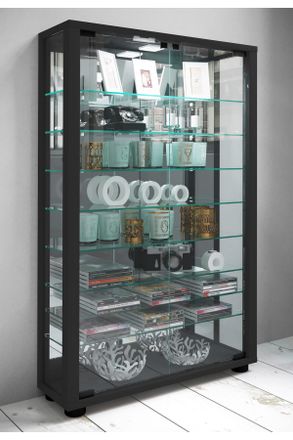 Soho S1 Standvitrine Mit RGB LED Beleuchtung - Hochschrank 192 Cm Schwarz