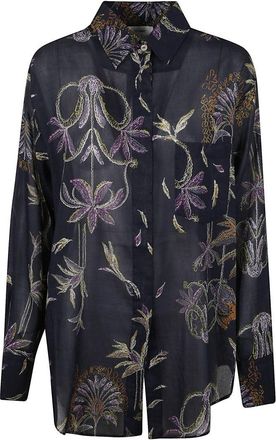 Forte_Forte Long-Sleeved Button-Up Shirt With Intricate Floral Pattern