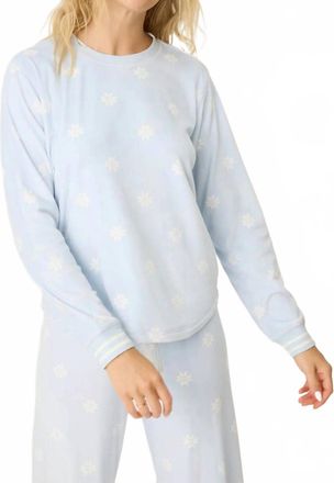 PJ Salvage Apr&egrave;s All Day Velour Long Sleeve Top In Blue