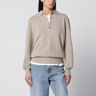 R&oacute;he Polo color pietra m&eacute;lange in lana e cashmere