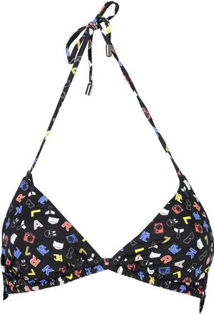 Karl Lagerfeld Womens Printed Bikini Top - Black Elastane - Size X-Small