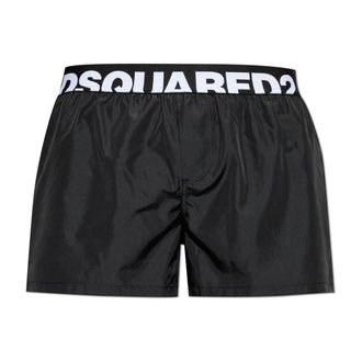 Dsquared2 Beachwear, male, Black, Size: XS Logo Swim Shorts