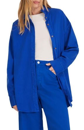 Favorite Daughter The Ex-Boyfriend Cotton Blend Button-Up Shirt in Electric Blue at Nordstrom, Size X-Small