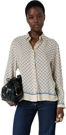 Gerard Darel Clariane Monogram Print Shirt in Jeans at Nordstrom, Size 10
