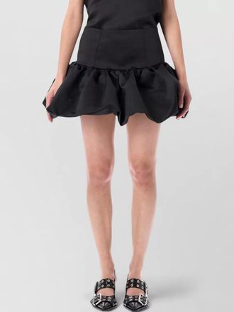 Ganni satin mini skirt drop waist ruched hem
