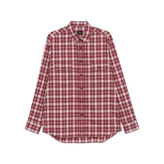 Brioni Klassieke Geruite Katoenen Overhemd - Heren - Casual Overhemden - Rood - XL - Katoen - Overhemden