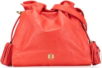 Loewe Pre-owned Womens Flamenco Drawstring Embossed Bag - Orange Leather - One Size