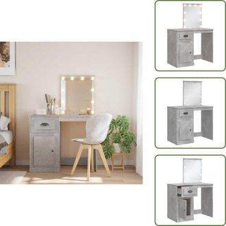 vidaXL The Living Store Toeletta con Luci LED Grigio Cemento 90x42x132,5 cm - Specchio con luci LED