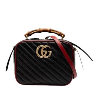 Gucci Pre-owned Handbags, female, Black, Size: ONE SIZE Pre-owned Quilted Leather Satchel