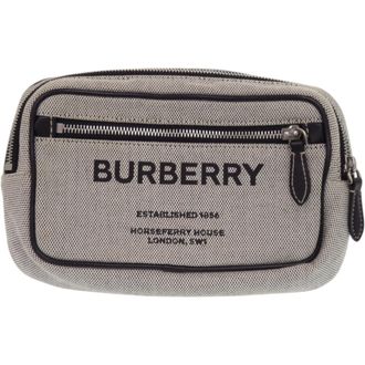 Burberry Black Gray Cotton Canvas Sling Bag (Pre-Owned)