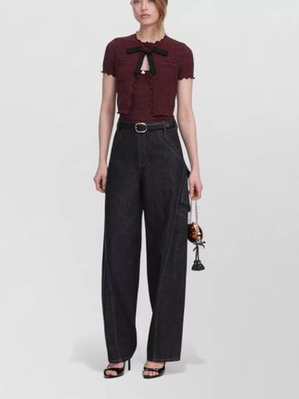 Self Portrait pointelle knit cropped top