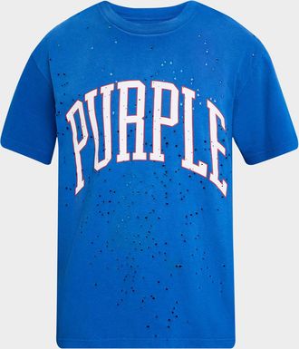 Purple Mens Destroyed Collegiate T-Shirt
