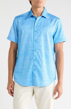 Robert Graham Roth Short Sleeve Cotton Button-Up Shirt in Light Blue at Nordstrom Rack, Size Xxx-Large
