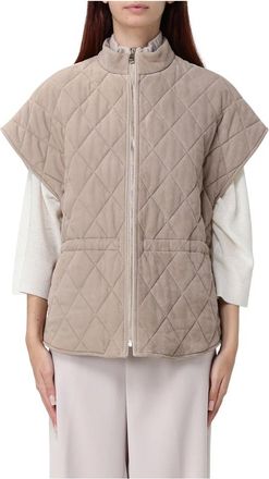 Fabiana Filippi Pld 216F224M352 Jas - Dames - Bodywarmers - Beige - M - Leer - Jassen