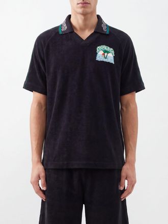 Casablanca Polo in spugna di cotone con logo ricamato sul petto