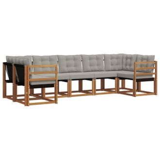 vidaXL Conjunto De Sof&aacute;s De Exterior 7 Pcs Gris Natural Y Claro Vidaxl
