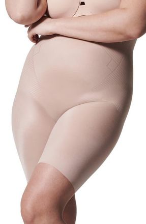 Spanx SPANXshape Invisible High Waist Mid Thigh Shorts in Champagne Beige at Nordstrom, Size X-Small