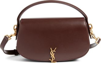 Saint Laurent Voltaire Leather Crossbody Bag in Raisin at Nordstrom