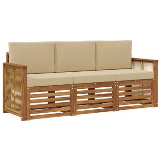 vidaXL Juegos De Sof&aacute;s Con Coj&iacute;n 3 Pcs Madera De Acacia S&oacute;lida Vidaxl