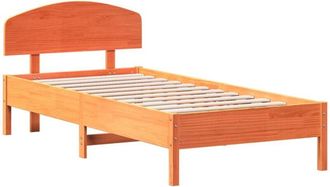vidaXL Cama Sin Colch&oacute;n Madera Maciza De Pino Marr&oacute;n Cera 100x200 Cm Vidaxl