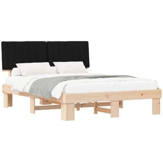vidaXL Estructura De Cama Con Cabecera Tapizada Negro 150 X 200 Cm Vidaxl