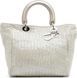 Dior Pre-owned Dior Medium Woven Iridescent Calfskin Soft Lady Dior 14-MA-0029