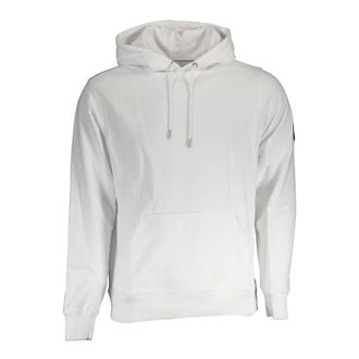 Calvin Klein Hoodies, male, White, Size: 2XL White Hoodie with Logo Application