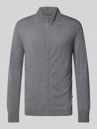 Olymp Level 5 Slim Fit Strickjacke aus reiner Schurwolle in Silber, Gr&ouml;&szlig;e L