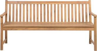 Beliani Beliani - Banco De Jard&iacute;n De Madera De Acacia Clara 180 Cm Con Listones Estilo R&uacute;stico Capacidad Para 3 Personas Vivara