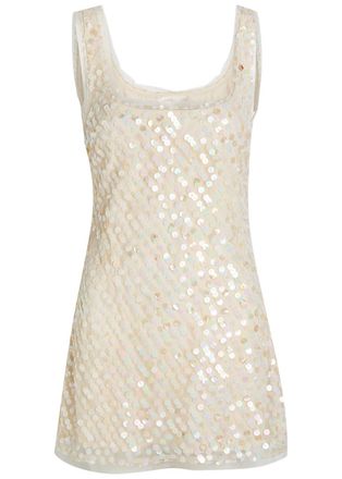 LoveShackFancy Loveshackfancy Calise Sequin-embellished Tulle Mini Dress - White - 2 (UK6 / XS)