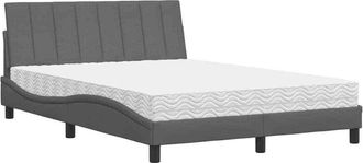 vidaXL Cama Con Colch&oacute;n Tela Gris Oscuro 140x190 Cm Vidaxl