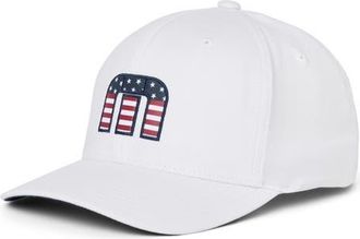 Travis Mathew Flag Dad 3.0 Fitted Baseball Cap in White at Nordstrom, Size Small