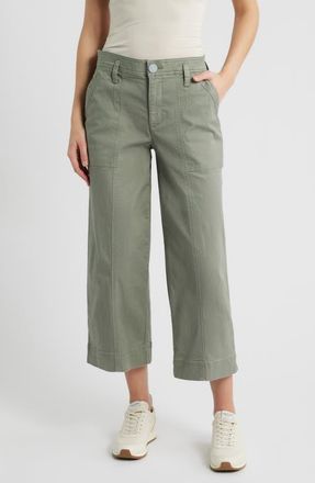 Wit & Wisdom Skyrise Crop Wide Leg Utility Pants in Deep Seagrass at Nordstrom, Size 14