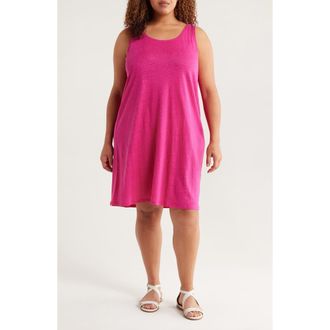Eileen Fisher Organic Linen Scoop Neck Sleeveless Shift Dress in Fuchsia at Nordstrom Rack, Size 1X