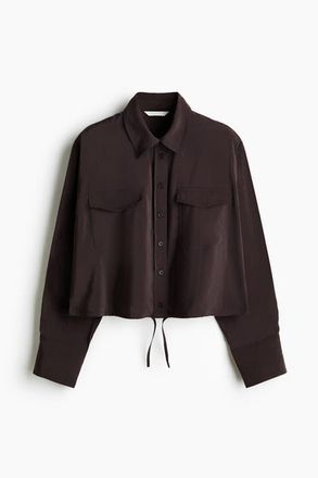 H&M Drawstring Shirt in Dark Brown at Nordstrom, Size Xx-Small