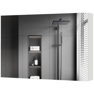 Kleankin Kleankin - Armadietto Da Bagno A Parete Con Specchiera A 3 Ante Bianco