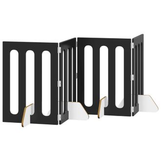 vidaXL Valla Plegable Para Mascotas 4 Pcs Roble Negro 201 X 38 X 70 Cm Vidaxl