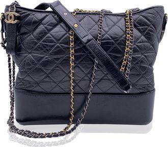 Chanel Pre-owned Womens Leather Shoulder Bag Gabrielle - Black - One Size