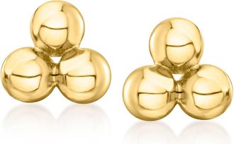 RS Pure by Ross-Simons 2.5mm Italian 14kt Yellow Gold Triple-Bead Stud Earrings