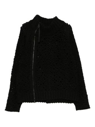 The Viridi-Anne mesh zip-up jumper - Black