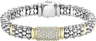 Lagos Signature Caviar Pav&eacute; Diamond Bracelet in Silver/gold at Nordstrom, Size 7